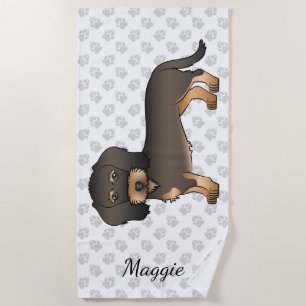 Wild Boar Wire Dackel Cartoon Dog & Name Strandtuch