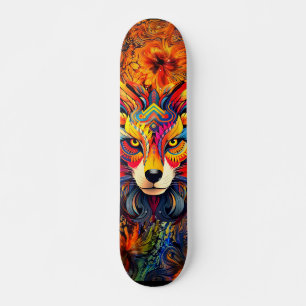 Wild Boho Fox Art Abstrait Skateboard Deck