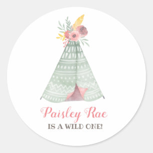 Wild Boho Girl Birthday Party Runder Aufkleber