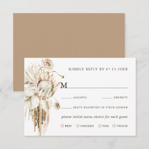 Wild Boho Protea Pampas Grass Floral Wedding RSVP