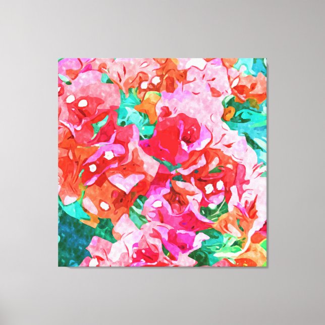 Wild Bougainvillea, Bloom Summer Floral Bohemisch Leinwanddruck (Vorderseite)