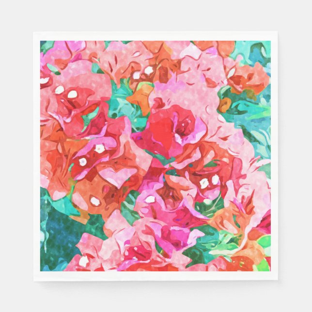 Wild Bougainvillea, Bloom Summer Floral Bohemisch Serviette (Vorderseite)