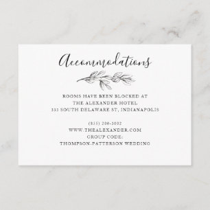 Wild Bouquet Wedding Hotel Information Card   B&W Begleitkarte