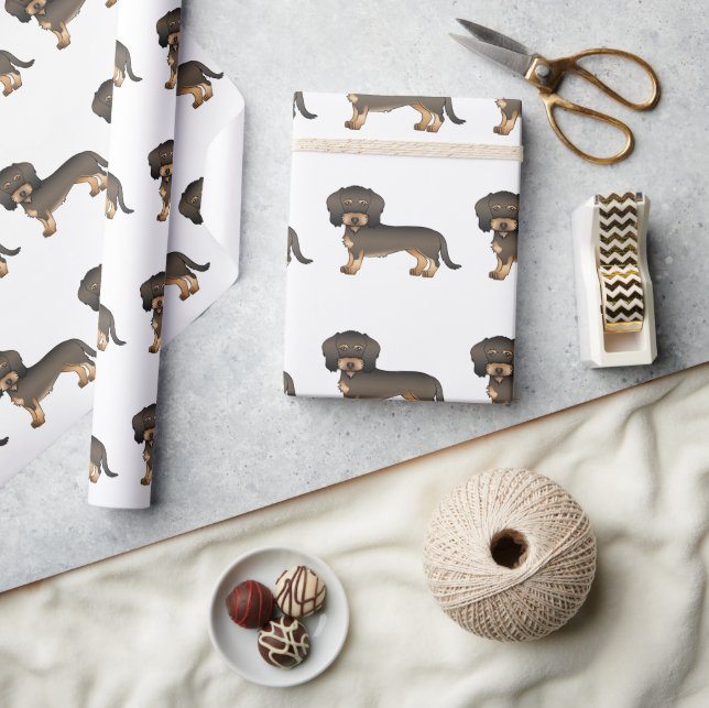 Wild-braune Drahthaare Dackel Niedliches Hundemust Geschenkpapier (Kunsthandwerk)