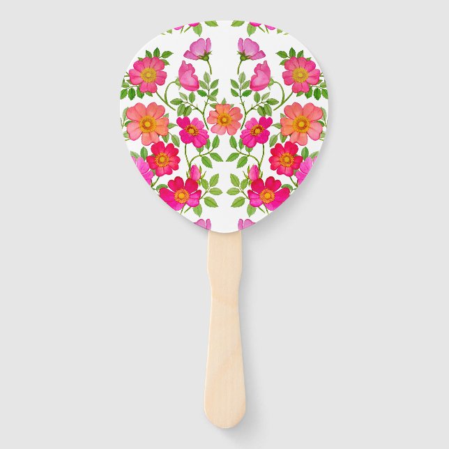 Wild-Briar-Rose Hochzeitspaddelhandfan Fächer (Rückseite)