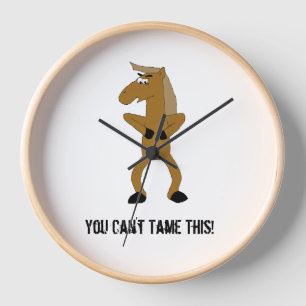 Wild Brown Cartoon Horse Clock Uhr