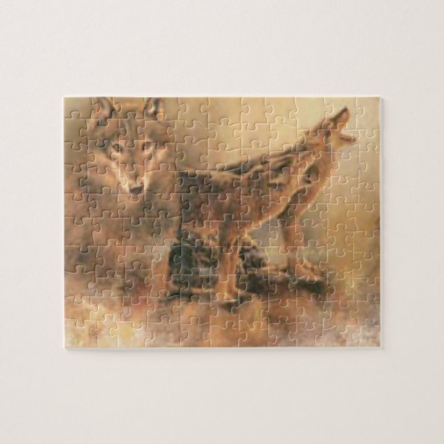 Wild Brown Howling Wolves (Horizontal)