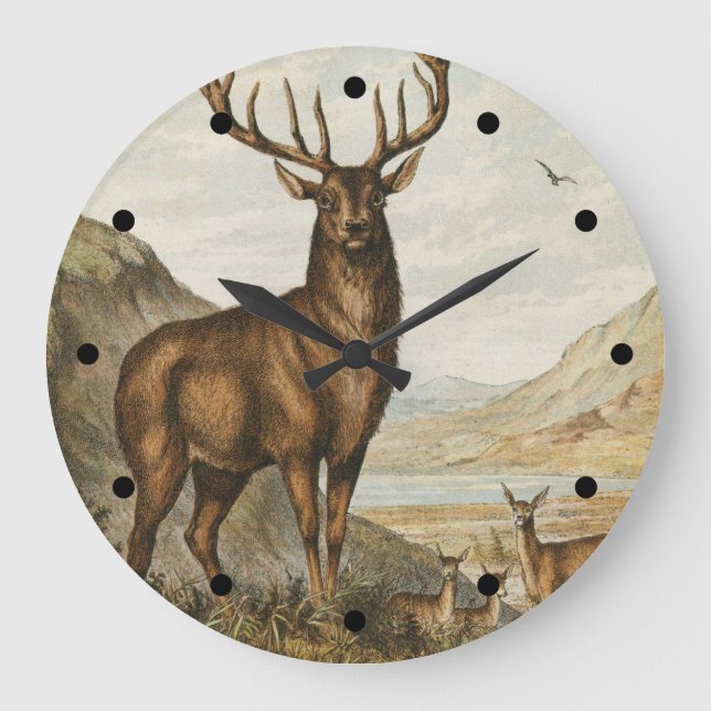 Wild Buck Große Wanduhr (Vorderseite)
