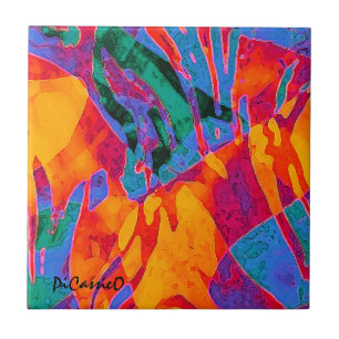 Wild bunte abstrakte Kunst von PiCassieO Fliese