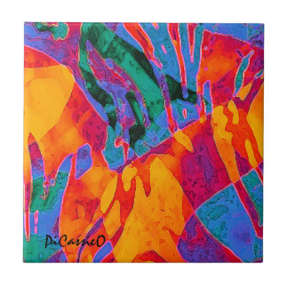 Wild bunte abstrakte Kunst von PiCassieO Fliese