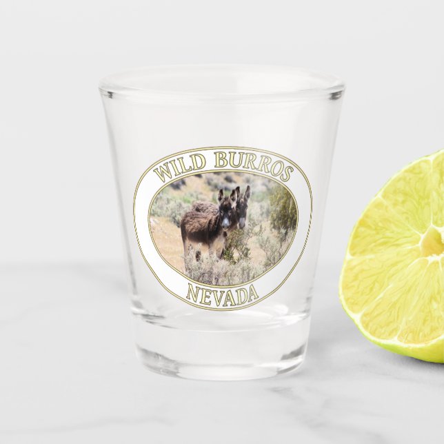 Wild Burros / Esel Nevada Schnapsglas (Vorderseite)