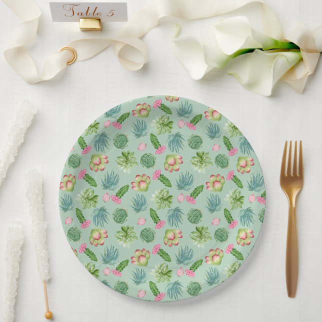 Wild Cactus Pattern Pappteller (Hochzeit)
