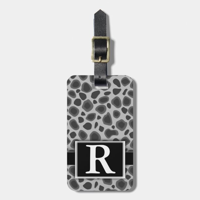 Wild Cat Animal Print Modernes, elegantes Monogram Gepäckanhänger (Vorderseite vertikal)