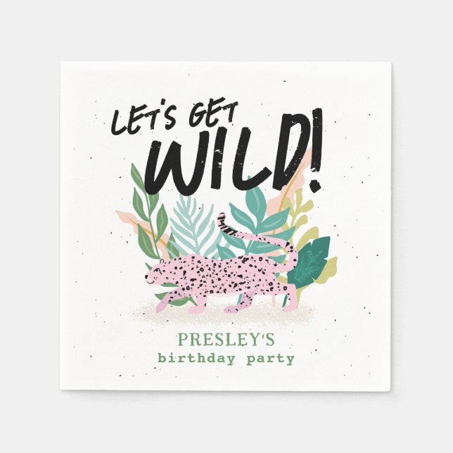 Wild Cat Kindergeburtstag Personalisiertes Party N Serviette (Vorderseite)