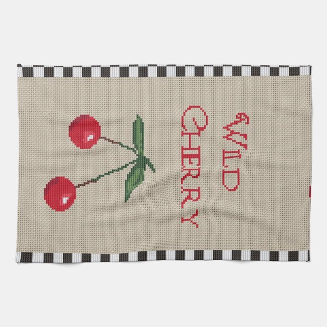Wild Cherry Cross Stitch Handtuch (Horizontal)