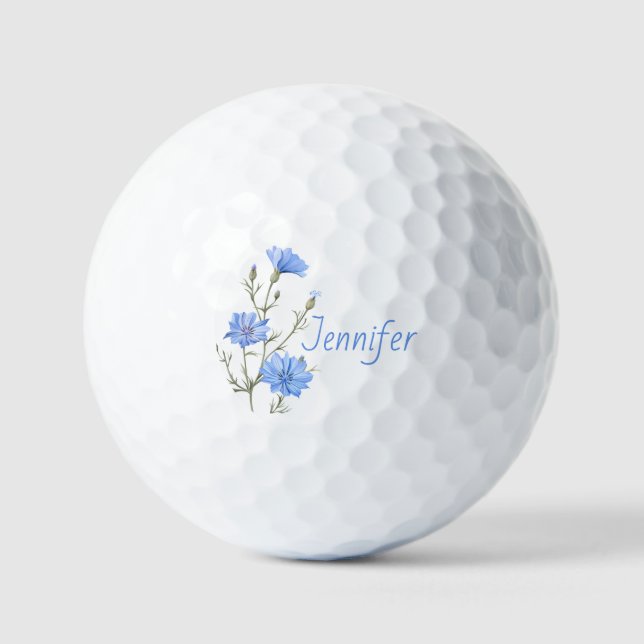 Wild Chicory Blume Botanischer Individuelle Name Golfball (Vorderseite)