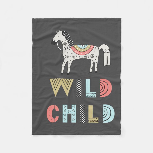 Wild Child Scandia Horse Baby Gray Fleecedecke (Vorderseite)