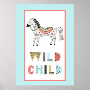 Wild Child Scandia Pferde-Kinderzimmer Poster