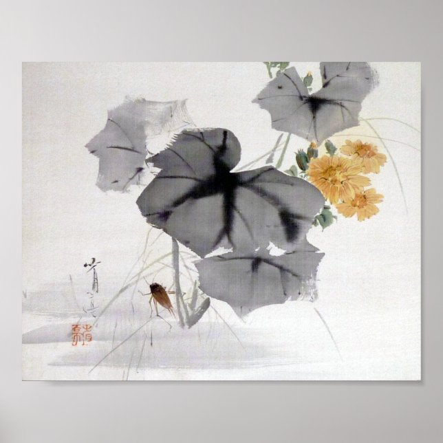 Wild Chrysanthemum and Cricket, Watanabe Seitei Poster (Vorne)