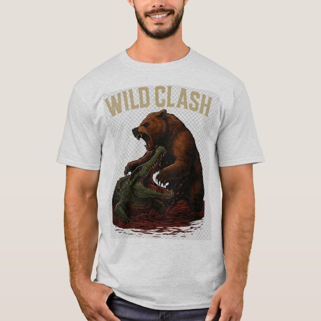 Wild Clash - Epic Battle Between Bear and Crocodil T-Shirt (Vorderseite)