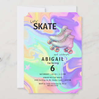 Wild Colors Girl Roller Skaten Birthday Party Einladung