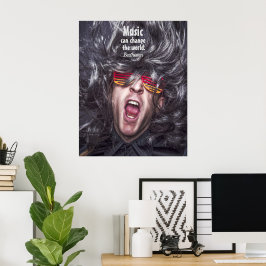 Wild Crazy Man Musician Wild Hair Poster