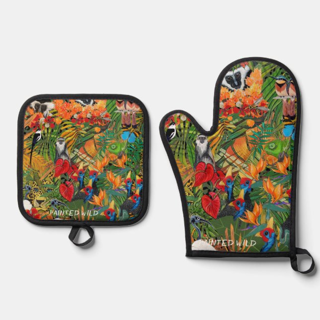 Wild Creation  Ofenhandschuh & Topflappen-Set (Vorderseite)