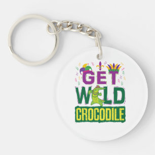 Wild Crocodile Mardi Gras Alligator Schlüsselanhänger