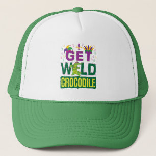 Wild Crocodile Mardi Gras Alligator Truckerkappe