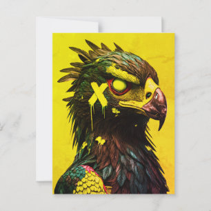 Wild Cyber Adler mit Neon-Akzente Zeitgenössisch Postkarte