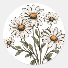 Wild Daisy Blume blühen Runder Aufkleber