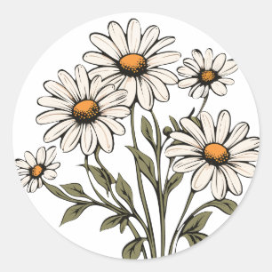 Wild Daisy Blume blühen Runder Aufkleber