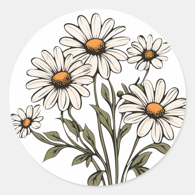 Wild Daisy Blume blühen Runder Aufkleber (Vorderseite)