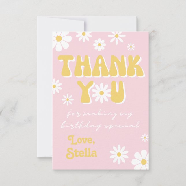 Wild Daisy Danke-Card | Wildblume Vielen Dank Dankeskarte (Vorderseite)