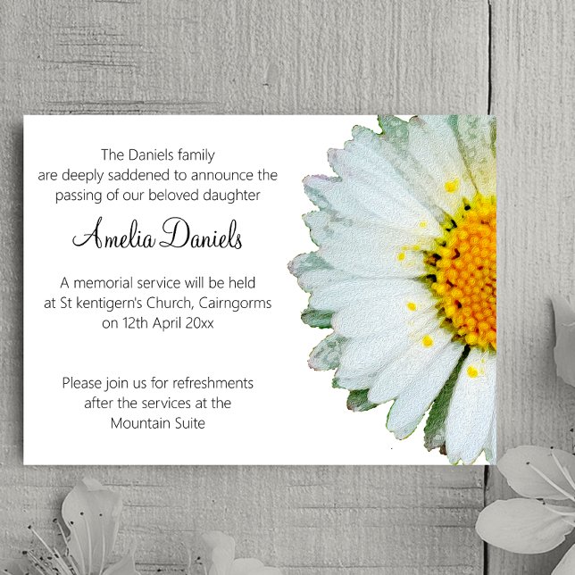 Wild Daisy Funeral Announcement Card Einladung (Von Creator hochgeladen)