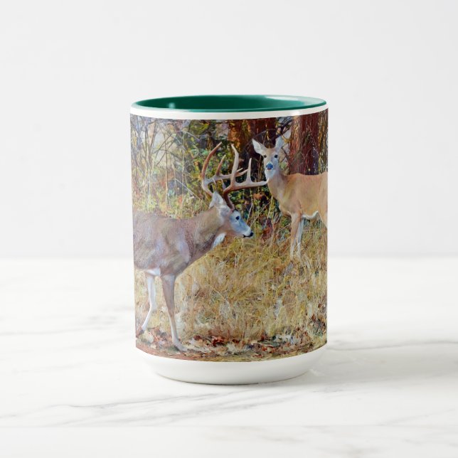 Wild Deer Couple Buck and Dock Art Tasse Cup (Zentrum)