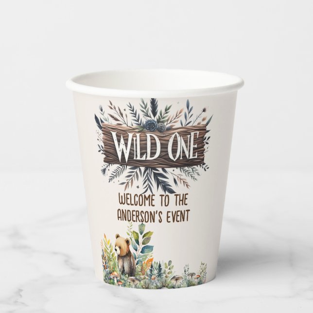 Wild ein Baby Bear Woodland Tiere Custom Pappbecher (Vorderseite)