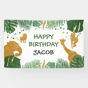 Wild ein Geburtstagsbanner Safari Jungle Animals Banner