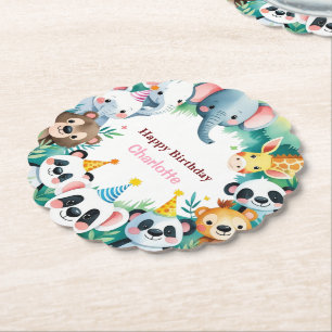 Wild ein Niedlicher Jungle Tiere Geburtstag des Ki Untersetzer