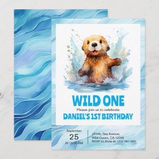 Wild ein Niedliches Baby Sea Otter in Wasser 1. Ge Einladung