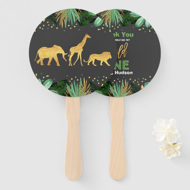 Wild ein Party Hand Fan Jungle Animals Gastgeschen Fächer (Vorne und Hinten)