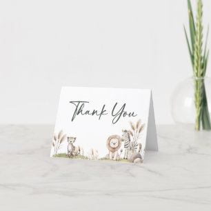 Wild ein Safari Tiere Neutral Baby Shower Blank Dankeskarte