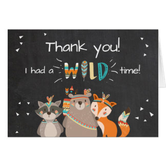 Wild ein Stamm Woodland Tiere Danke Karte