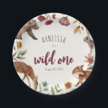 Wild ein Tier Waldland Szene ersten Geburtstag Pappteller<br><div class="desc">Wild-One-Tier-Holzlandschaft Erste Geburtstagspapier-Teller</div>