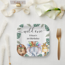 Wild ein Wald Tiere Wald 1. Geburtstag Papa Pappteller