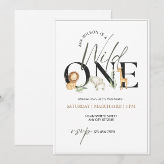 Wild ein Wasserfarbtier zum ersten Geburtstag Einladung