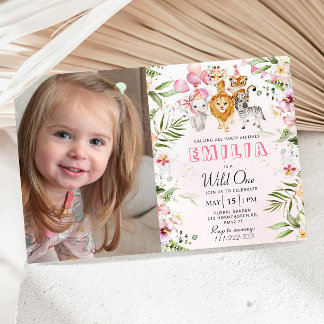 Wild eine Safari Geburtstagseinladung mit Foto Einladung