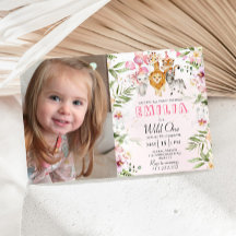 Wild eine Safari Geburtstagseinladung mit Foto