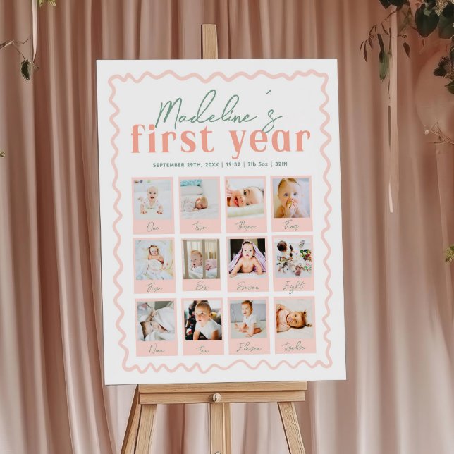 Wild eine Wildblume 1. Geburtstag FotoCollage Poster (Von Creator hochgeladen)