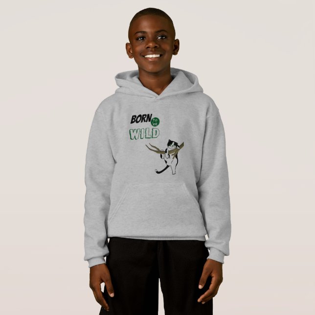 Wild einer, der Geboren Wildkatzenkletterbaum ist Hoodie (Vorne ganz)